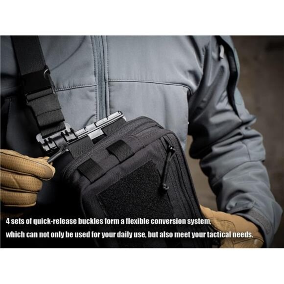 Men's Tactical Chest Rig Bag Concealed Carry Pack Molle Pouch - Picture 3 of 5